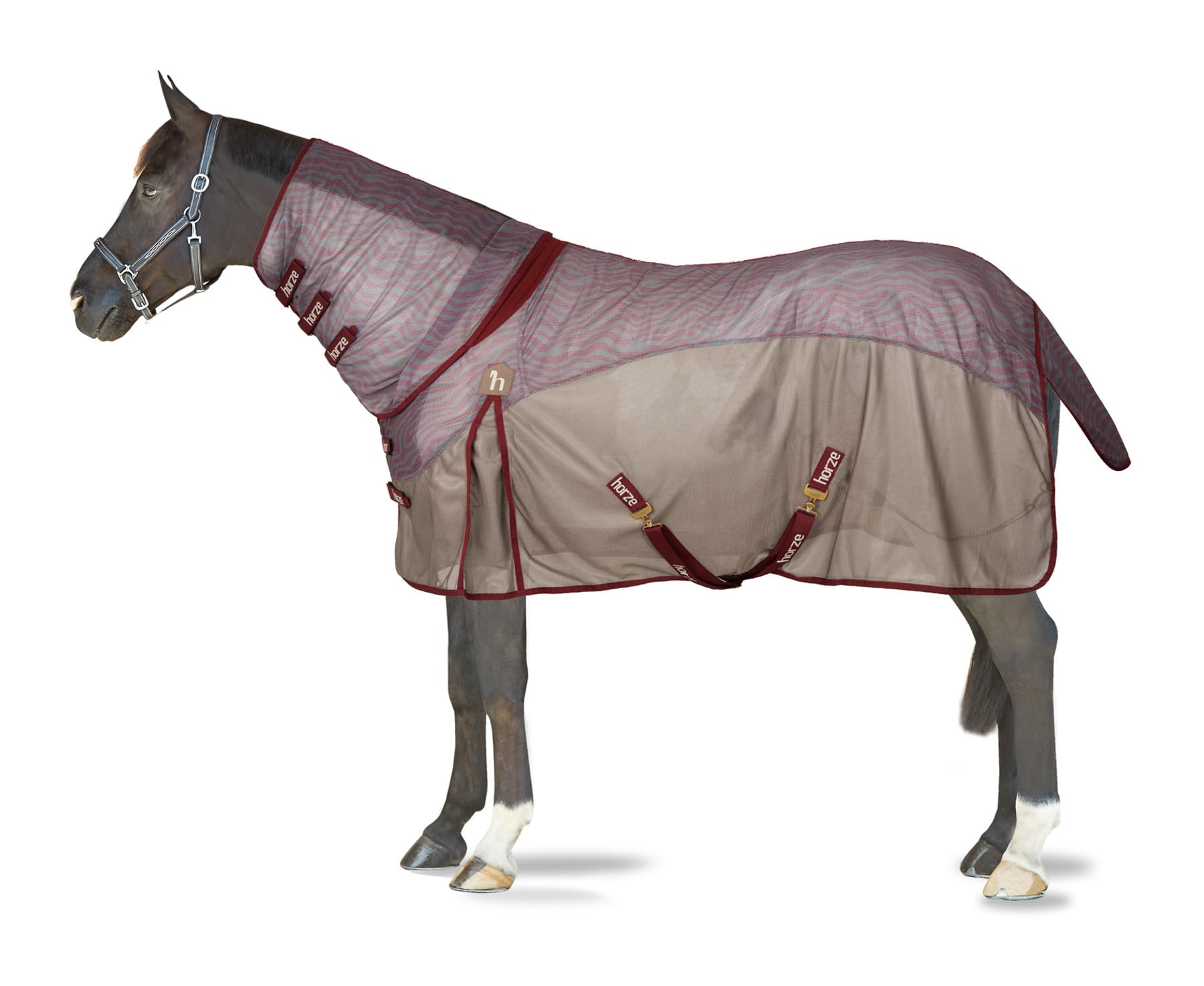 Horze Caballos Kenya - Manta antimoscas para caballos con cuello fijo