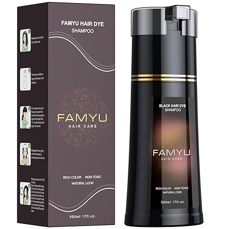 Black Hair Dye Shampoo for Convenient Gray Coverage by Herbal Ingredients