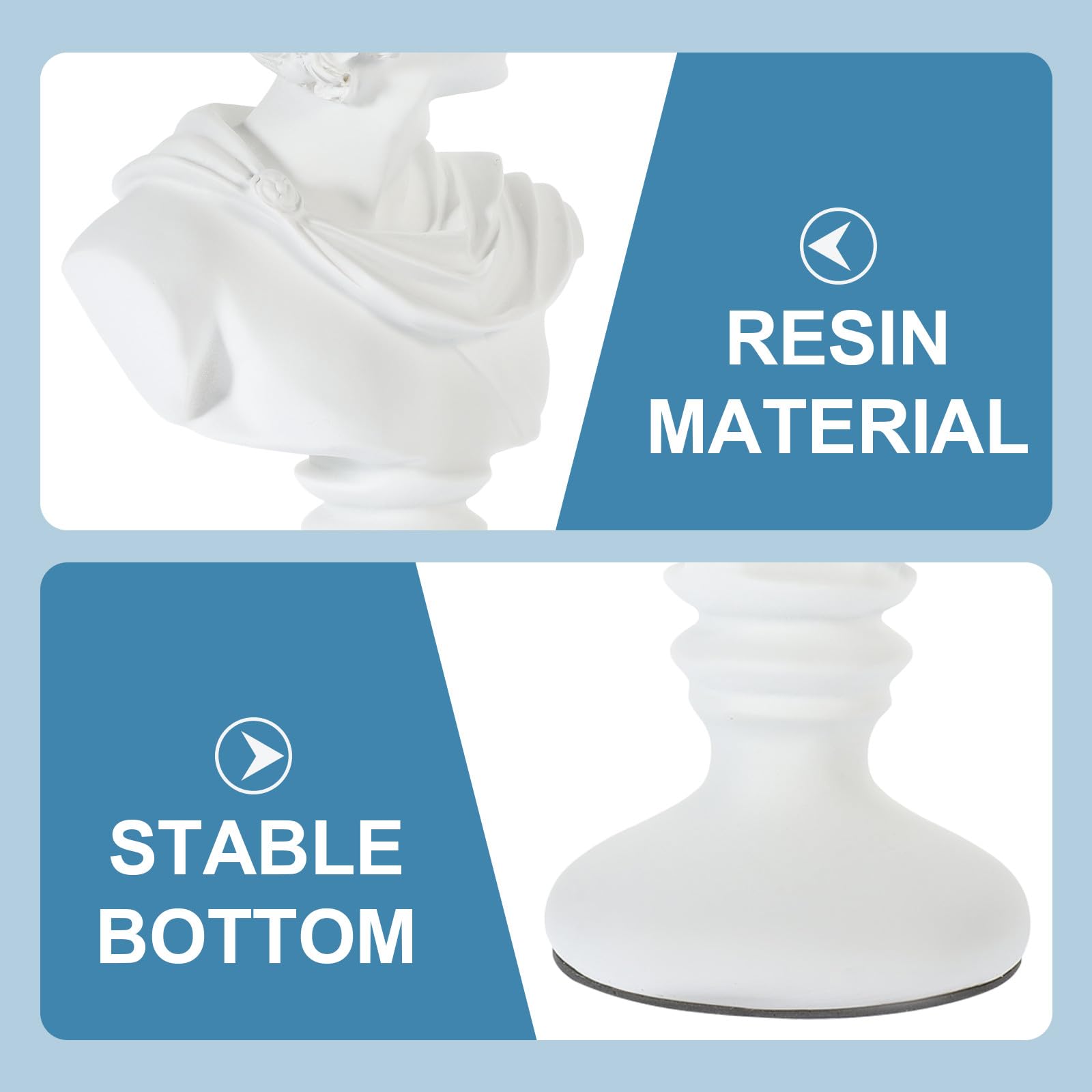 Estatua de Busto de para Mesa o Escritorio Clásica Europea Blanco de Resina Resistente a Grietas y Decoloración