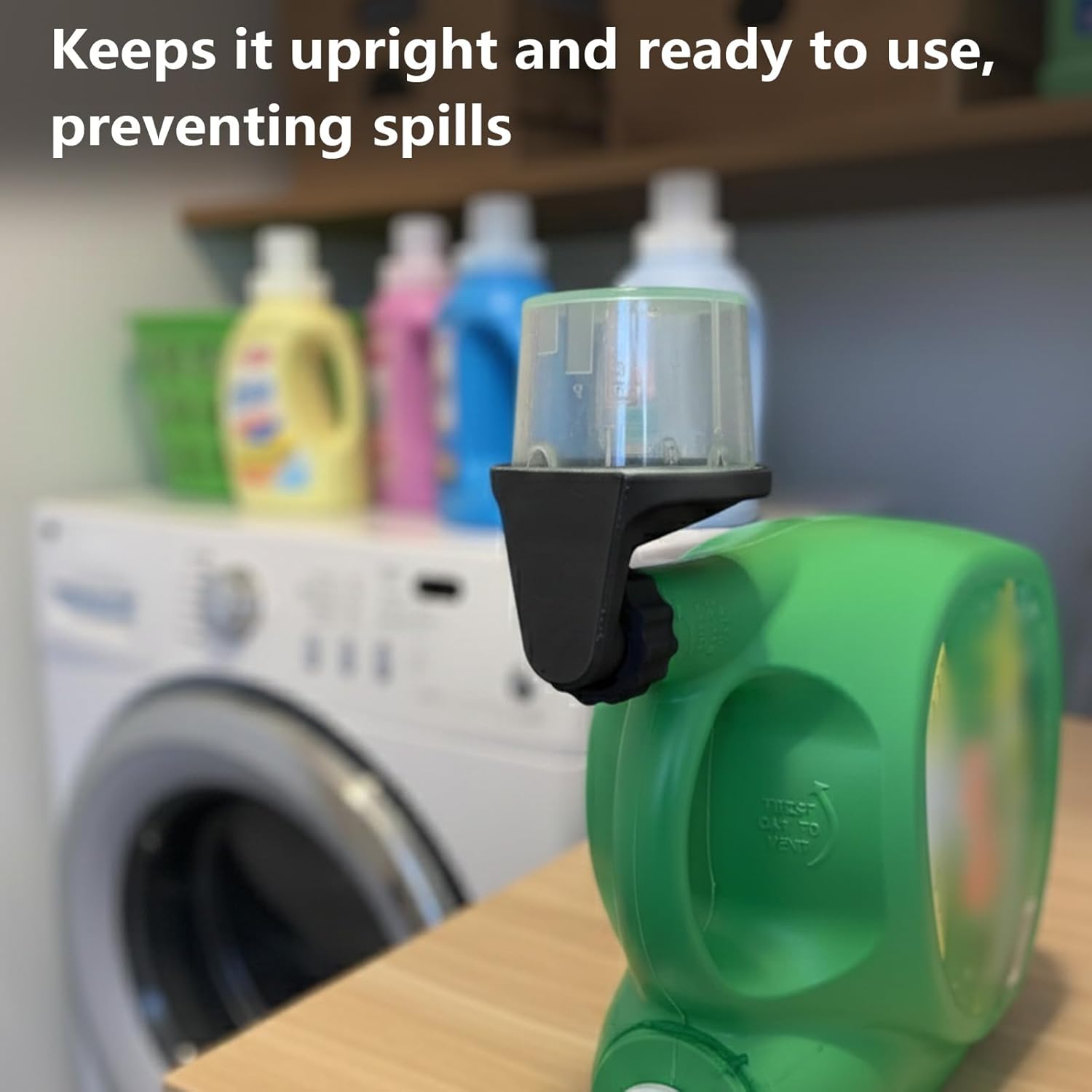 Laundry Detergent Cup Holder for Tide Bottles, No-Leak Drip Catcher with Drain Tray, Easy Install Removable for Washer
