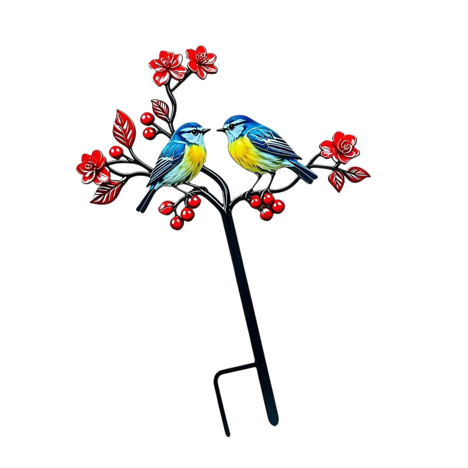 PANGBOER Metal Bird Garden Decor Set of 2 Iron Art Sparrows with Weather Resistant Coating for Outdoor Grass Patio Memorial Garden Symbolic Love Decorative Bird Stake
