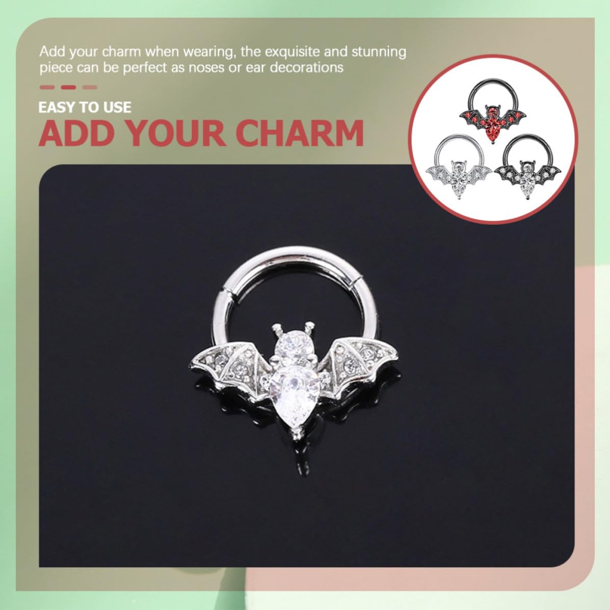 Uonlytech 15 Pezzi Anelli al Naso in Acciaio Inossidabile a Forma di Pipistrello, Design Unico e Lucido, Piercing Naso Chic per Donne in Occasione Regalo