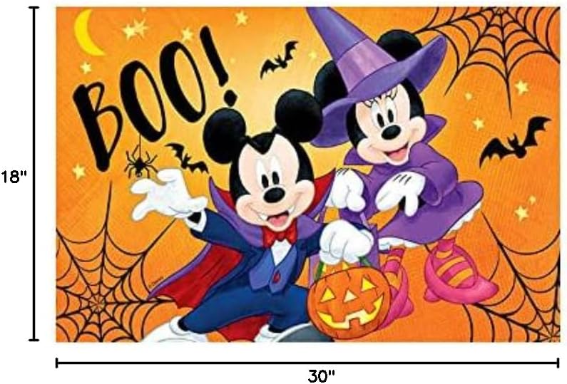 Flagology.com, Disney, Disney Mickey Minnie Boo! Doormat - 18" x 30", Outdoor/Indoor, Heavy Duty Recycled Rubber, Non-Slip Backing, Halloween