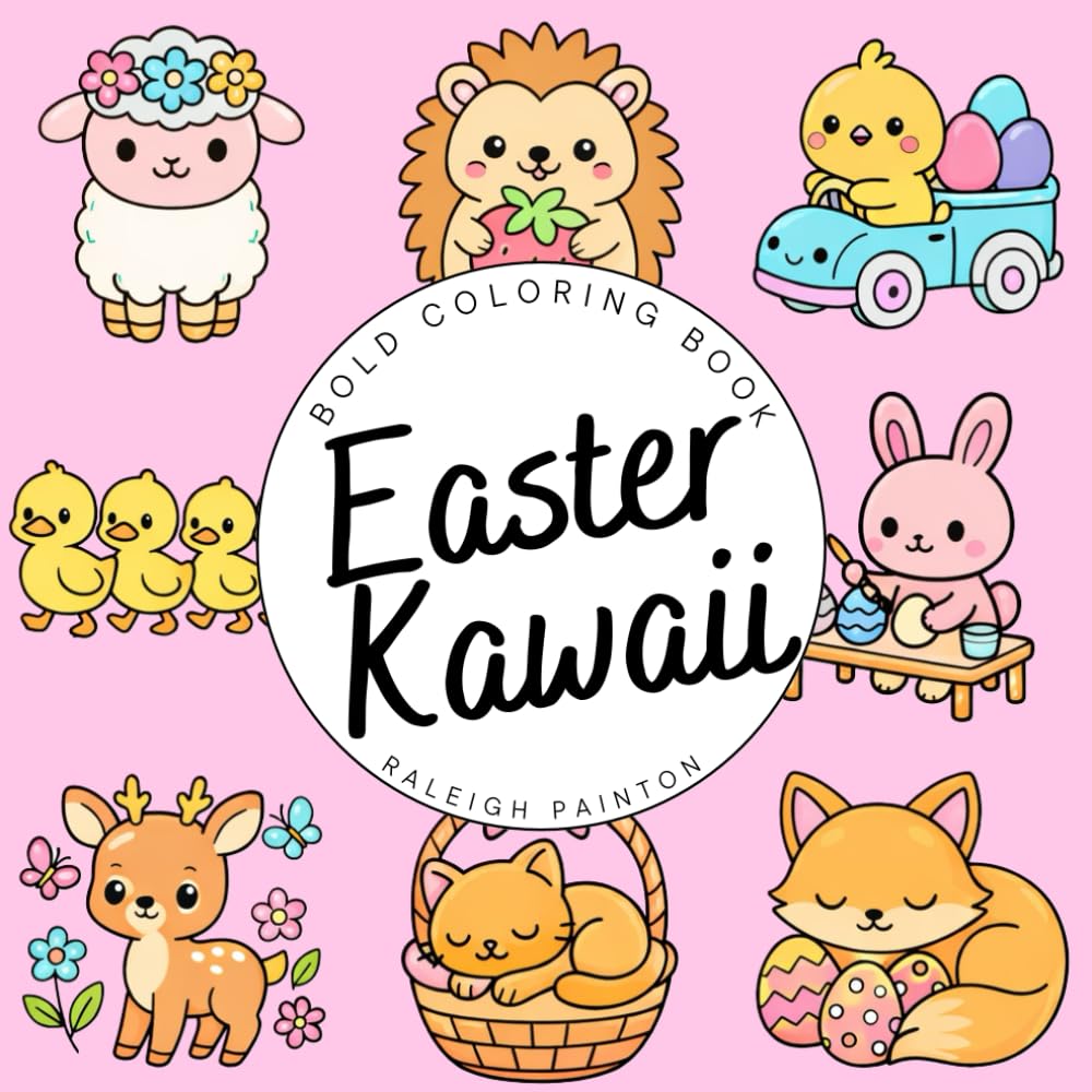 Easter Kawaii Coloring Book With Bold and Easy Designs