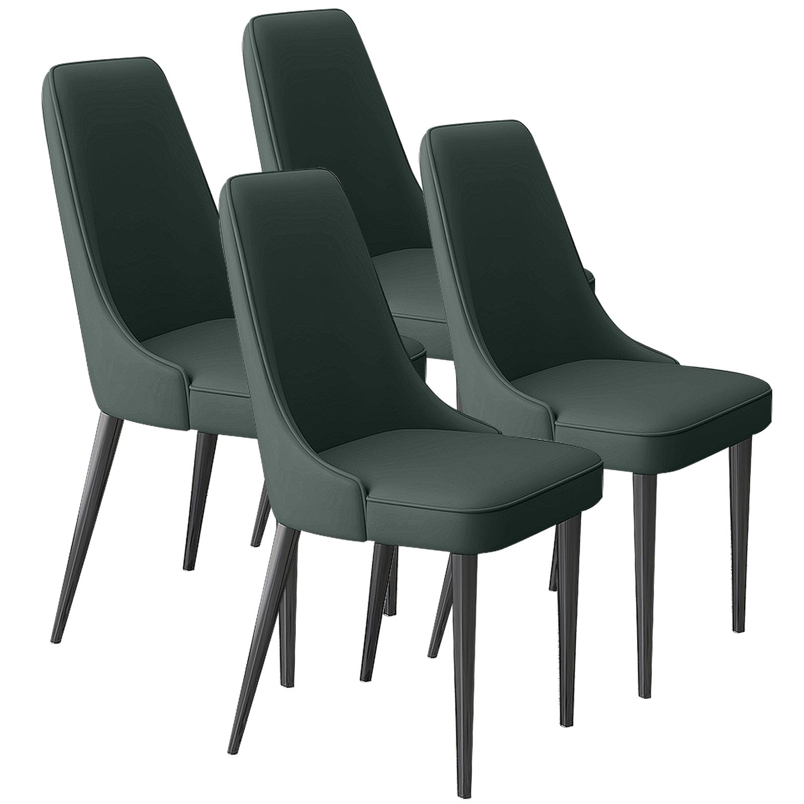 Esszimmerstühle mit hoher Rückenlehne, 4er-Set, gepolsterter Esszimmerstuhl aus Kunstleder im Mid-Century-Stil, Akzentstühle mit schwarzen Metallbeinen, Sitzhöhe 47 cm, Beistellstuhl für Küc