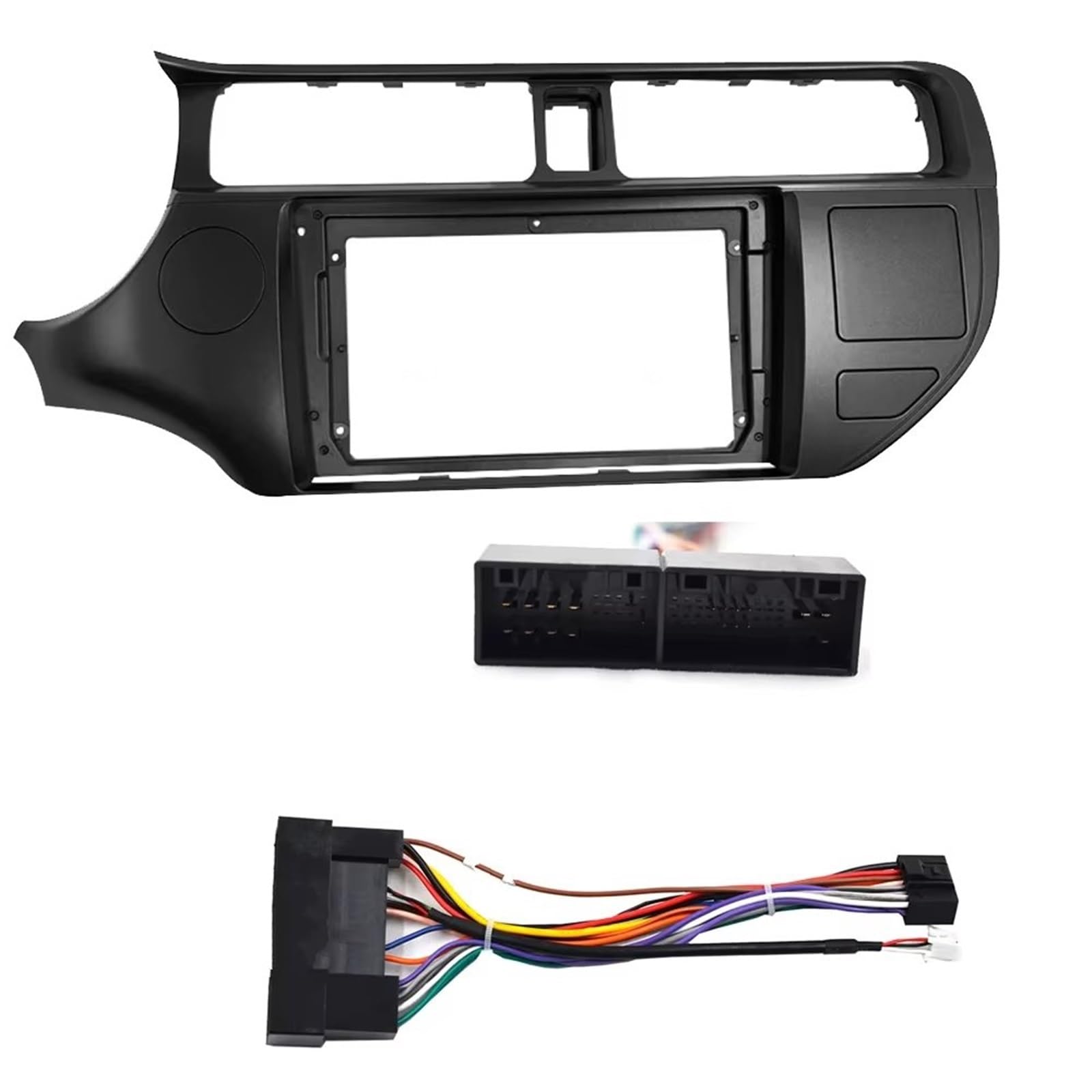 Panel Embellecedor Radio Kit Instalación Panel Biselado DVD Doble DIN Fascia Radio 9 Pulgadas para KIA para Reproductor Estéreo para Rio 2012 Marco Radio para Coche(B Left- Cord)