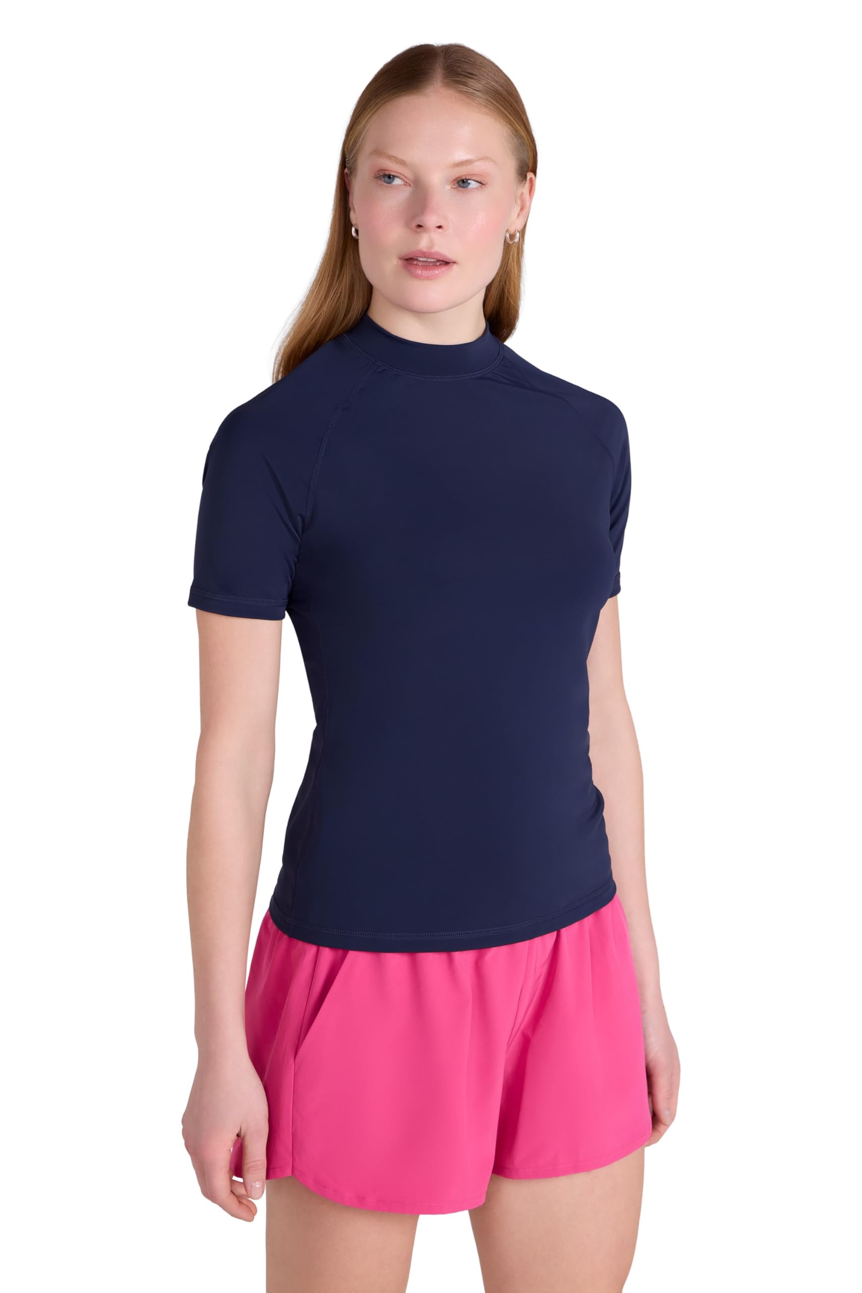 Mountain Warehouse Women's Dark Blue Short Sleeved Quick Drying Stretchy Uv Rash Vest In | Size: 10