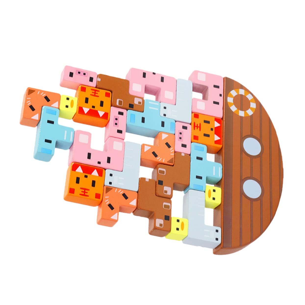 Giocattolo di Legno per Bambini Set di Blocchi Impilabili Educativi per Sviluppare Abilità Sociali e capacità Operative per Gioco Interattivo