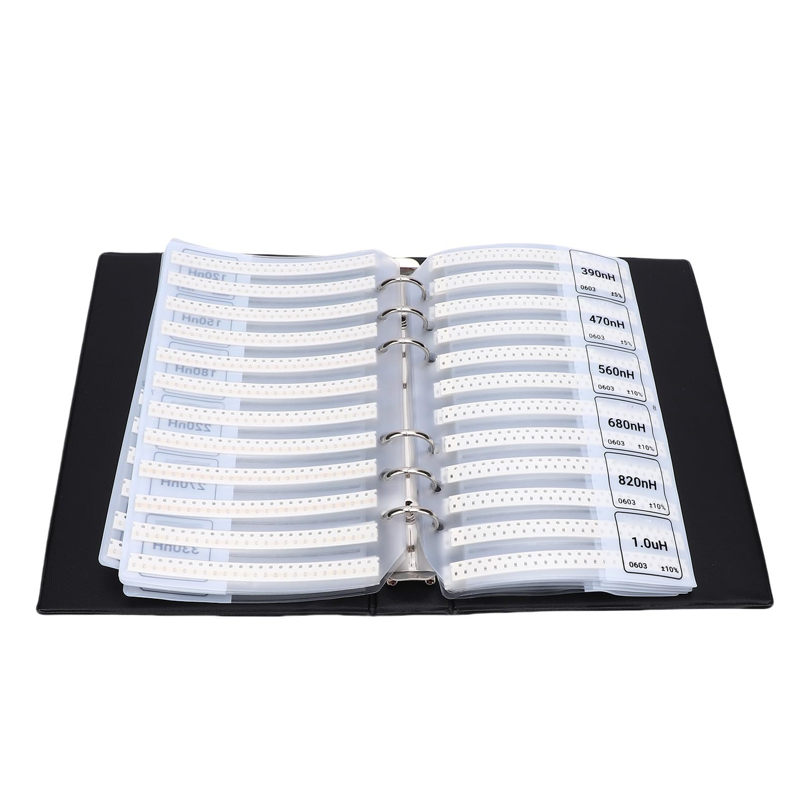 PUSOKEI 0603 Libro de Muestra de Inductor, 64 Valores de 50 Piezas de Kit de Inductor de Múltiples Capas con Protección Magnética Premium y Tamaño Compacto, para el Experimento de