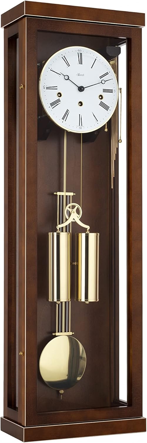 Hermle Puristic Regulator Out of Massive Walnut Wood with 8-Day 4/4 Westminster Movement