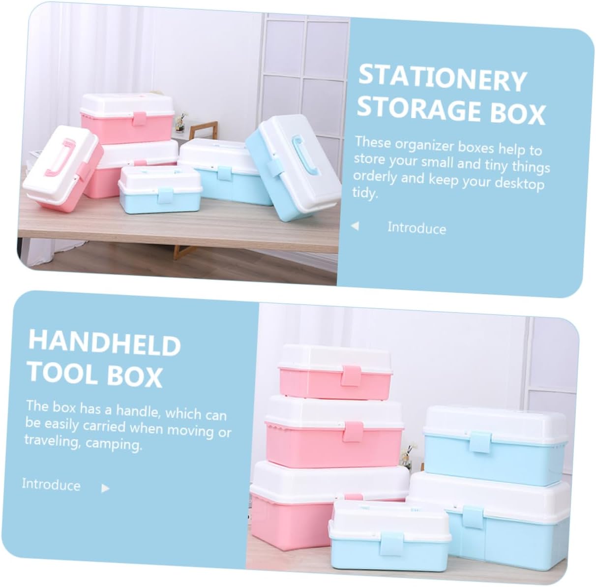 GLEAVI Multifunctional Craft Tool Box 3-Layer Supply Organizer Handheld Storage Case for Boys and Girls Art Tools Sturdy Plastic Craft Storage Container