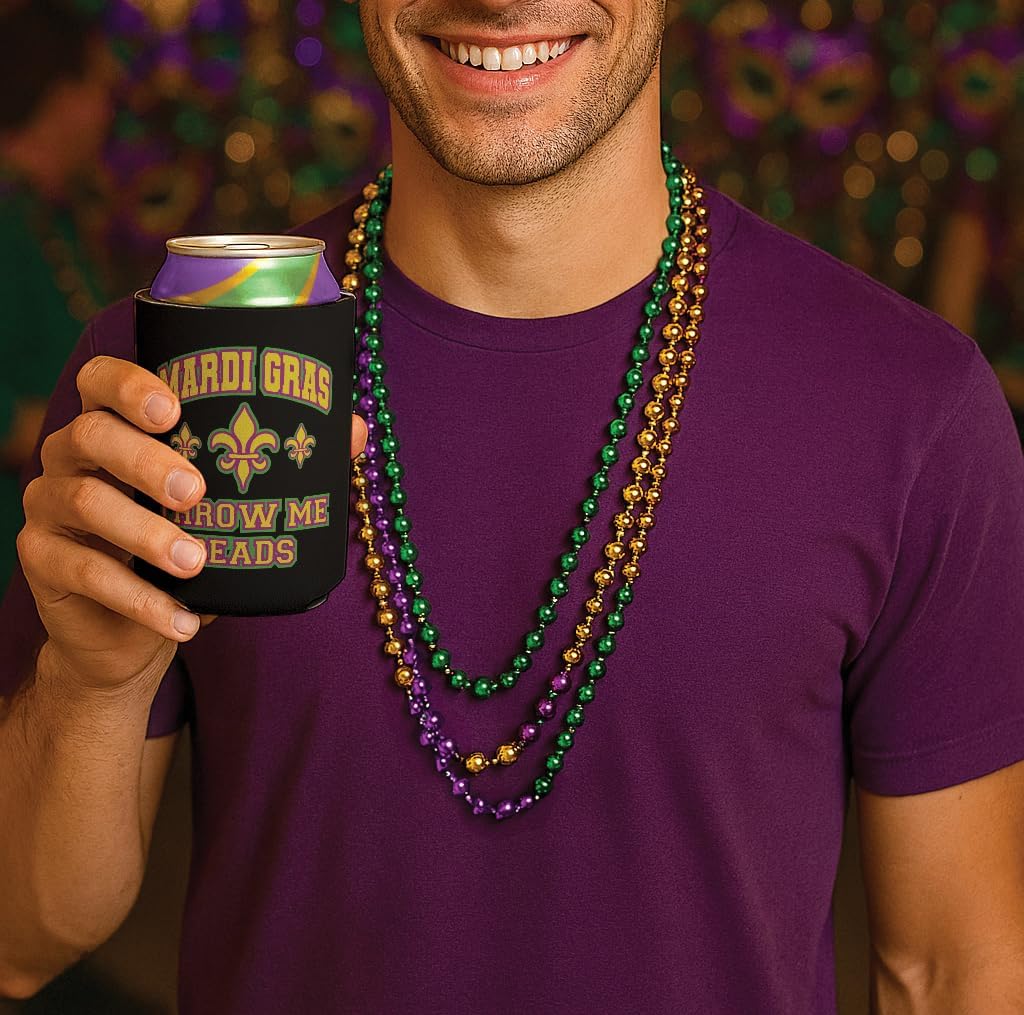 Mardi Gras Party Supplies Mardi Gras Throw Me Beads 24-Pack Can Drink Thermocoolers