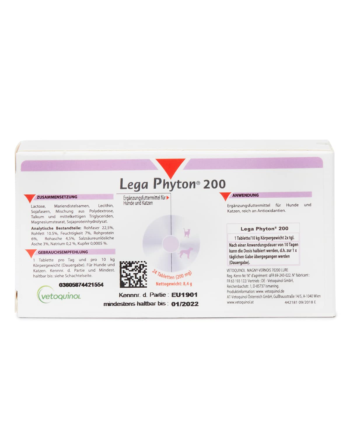 LEGA PHYTON® 200 | Para Apoyar La Función Hepática | Pastillas Para Perros Y Gatos | Alimento Complementario Con Silymarina | 24 Tabletas