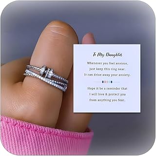 choice of all To My Daughter Ring Fidget Ring for Women Daughter Gift from Mom Anxiety Relief Ring Beads Adjustable Open Ring for Girls Christmas Gifts for Teen Girls