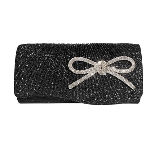 [XSDIAQG] Fabric Art Inlay Rhinestones Evening Bag Women's Versatile Clutch Purses(Black)