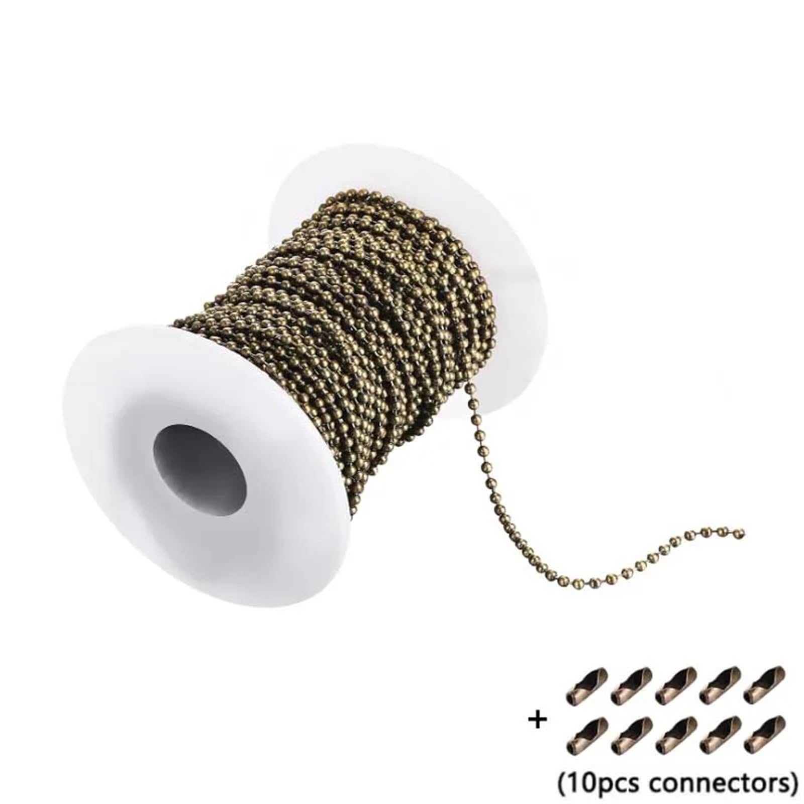 Cadena de bolas 5 Juegos 1,2/1,5/2/2,4/3/4mm cadenas de cuentas de bolas de Metal de Color dorado/Negro/bronce/plateado for collares DIY(Bronze 5meters,4mm)