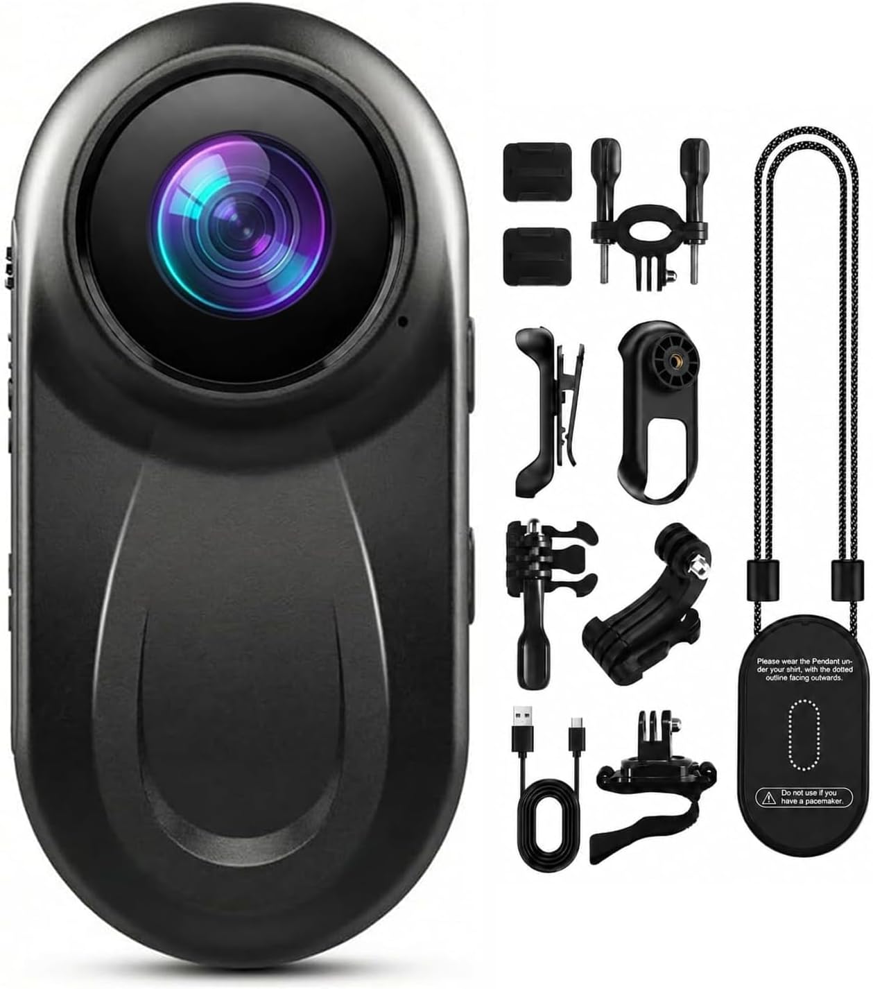 Mini Body Camera 1080P, Thumb Action Camera 512G for Motorcycle/Bike