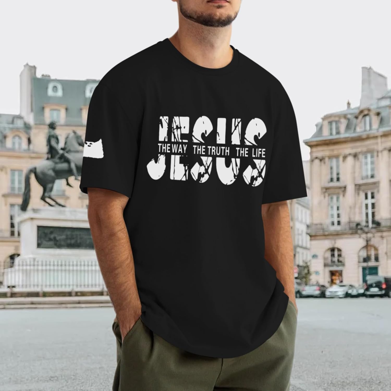 Christian Jesus Faith Shirts for Men God Religious Cross Bible Verse Inspirational Shirt Oversized Graphic Tees Tops - Image 3