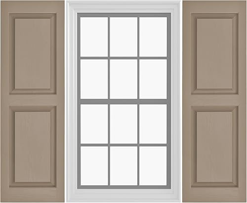 Miniatura 47 de Persianas de vinilo de panel elevado (1 par) 14.5 x 31 pulgadas - Cosmos negro/pintable Persianas exteriores Incluye accesorios de montaje