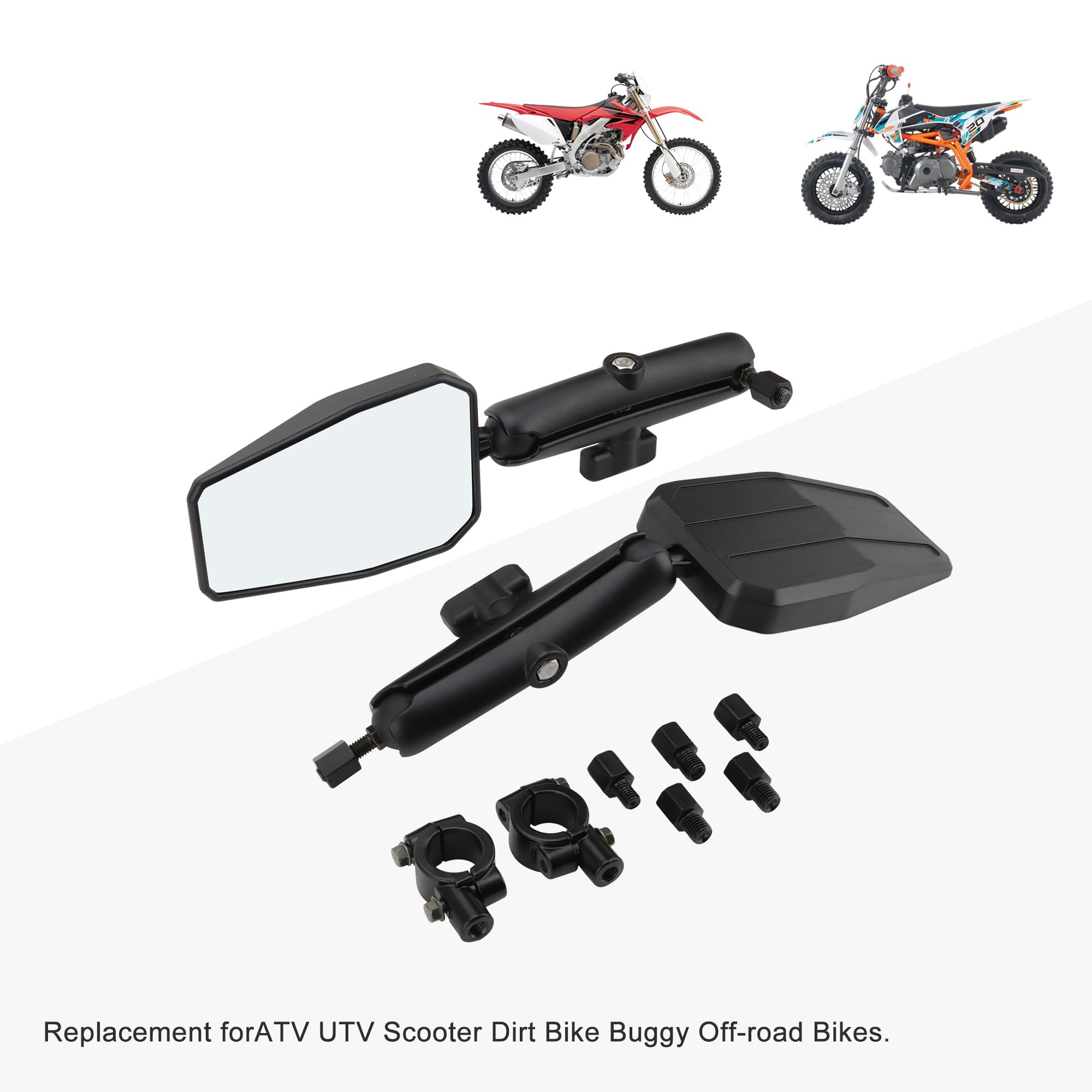 GOOFIT Universal Aventure Rétroviseur Convexe Pliable 360 Degrés Remplacement pour ATV UTV Scooter Dirt Bike Buggy Off-road Bikes