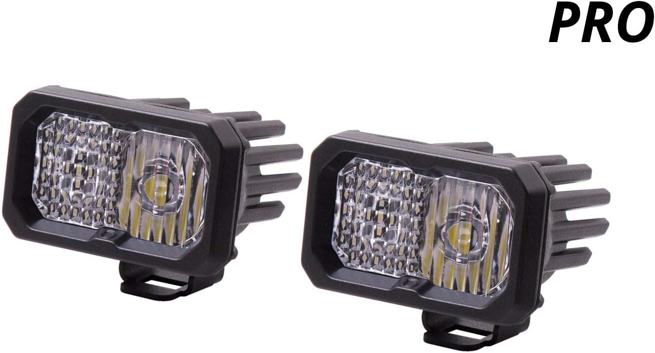 Diode Dynamics C2 1.0 SAE/DOT White Pro Standard LED Pod (pair), Combo w/Amber Backlight