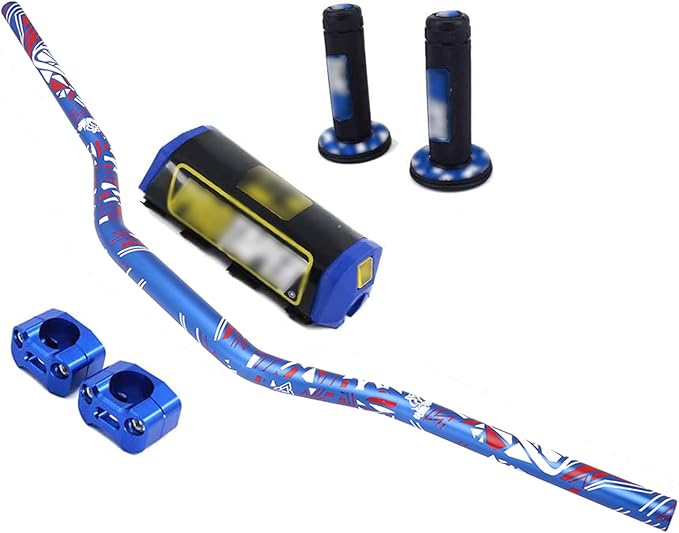 1 1/8" 28mm Motorcycle Handlebar Handle Bars + Riser Mount Clamp + Pad + Grips Set