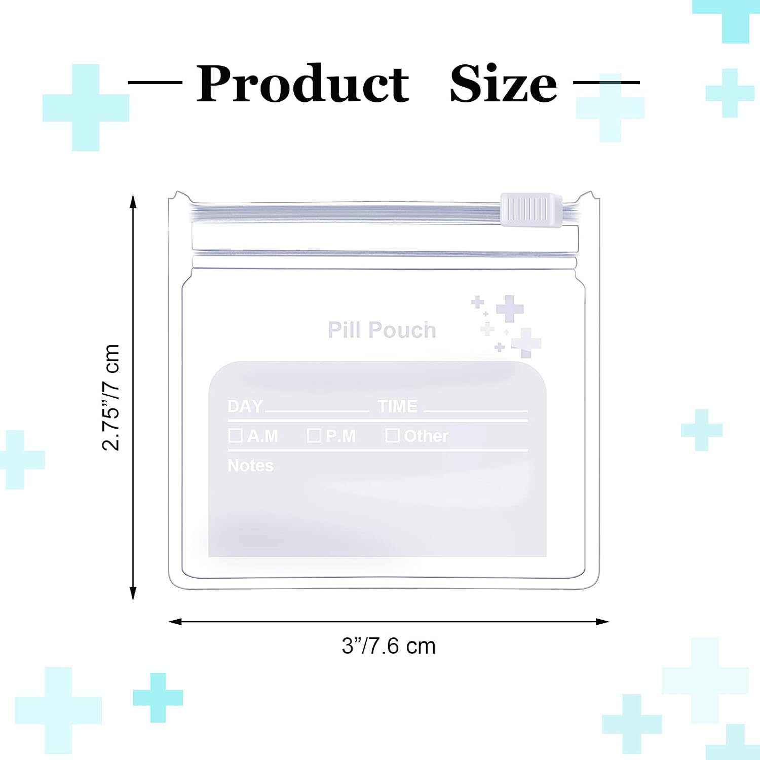 Pill Pouch Bags Zippered Pill Pouch Set Reusable Pill Baggies writable Label Self Sealing Travel Medicine Organizer Storage Pouches with Slide Lock for Pills and Small Items(24 Pieces)