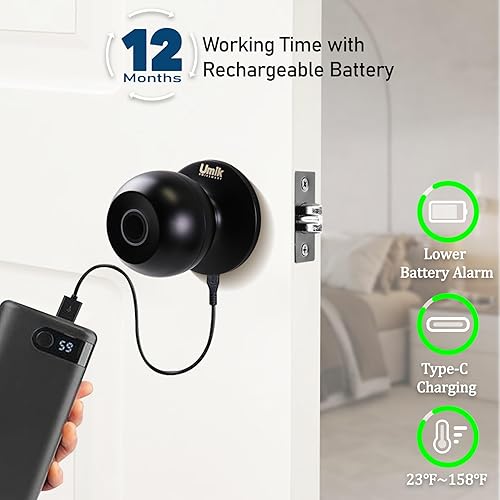 Miniatura 4 de Cerradura de puerta inteligente de entrada sin llave para dormitorio, hogar, oficina de apartamentos, control de aplicación (negro mate)