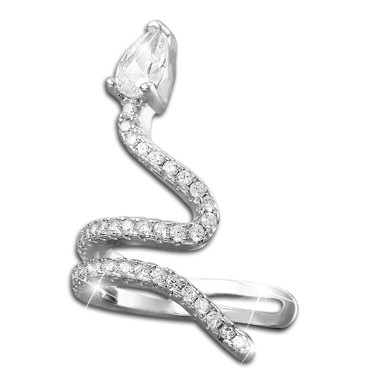 SilberDream weiß Schlangen Set Ohrringe Zirkonia 925 Silber Damen Ohrklemmen GSO470W Silber Ohrklemme