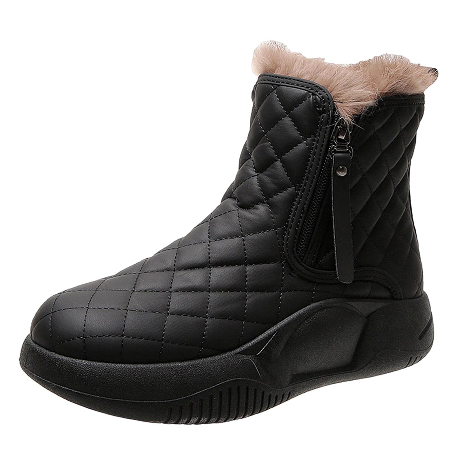 FABLOFT Winter Snow Boots Warm Lined Short Boots Fashion for Trekking Hiker Winter 37 Black