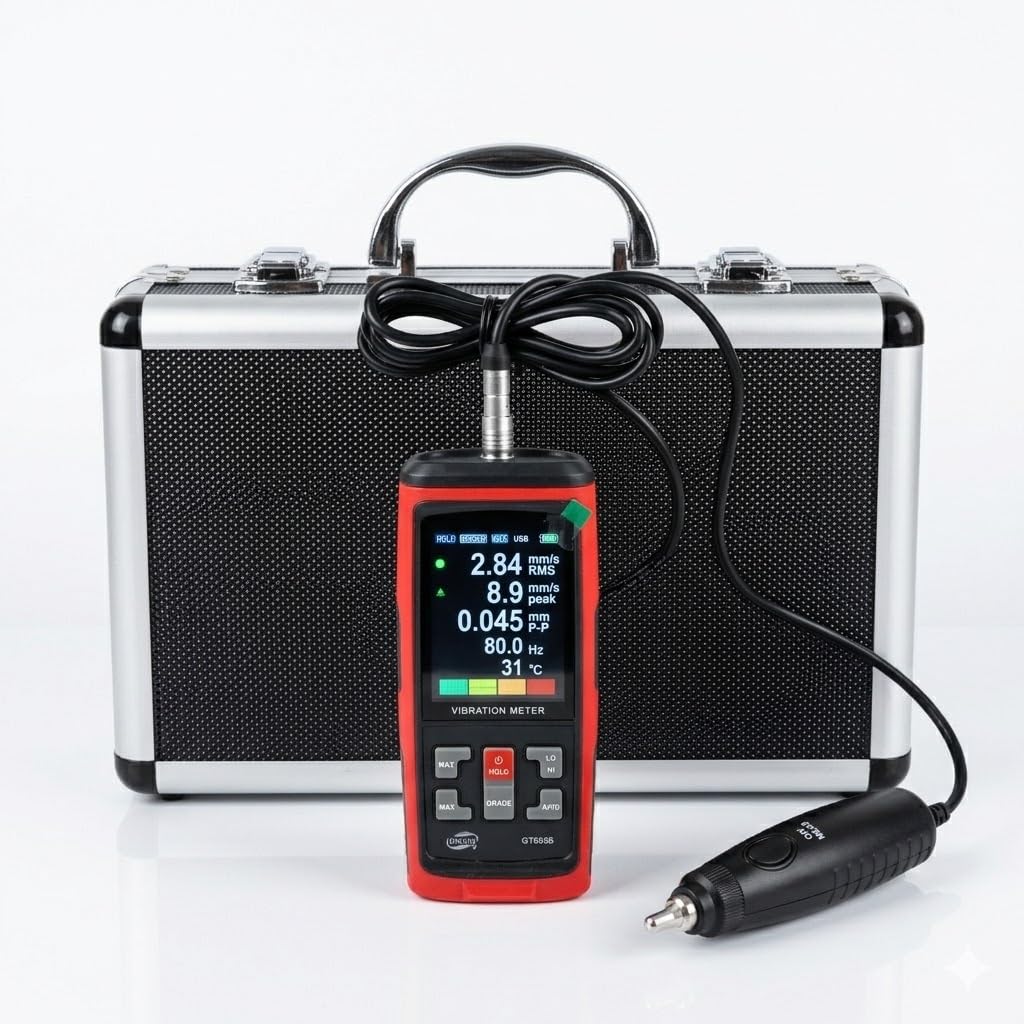 Digital Vibration Meter Handheld 3-in-1 Tester Motor Bearing Gauge | Digital vibration meter captures acceleration velocity displacement parameters across industrial rotating motors ISO 10816-image-13