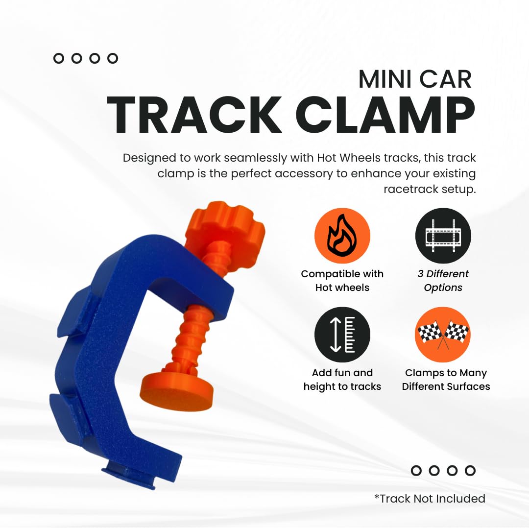Clamp Attachment Compatible with Hot Wheels Racetracks | Clamp for Attaching to Tables for Toy Racetracks | Create Epic Racetracks | Made in USA (Clamp Only)