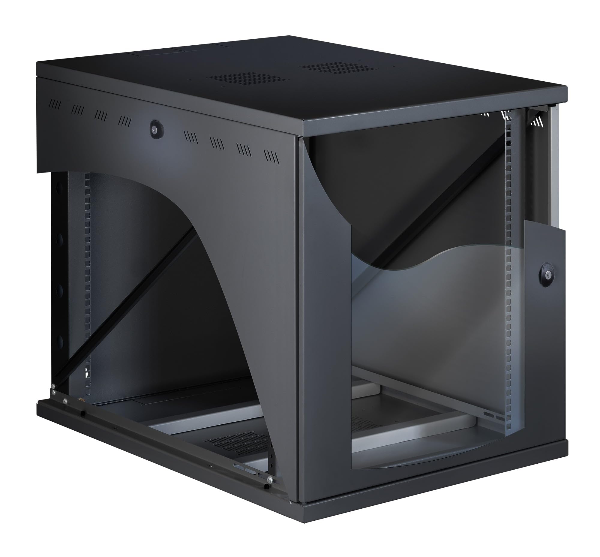 Techly Professional 369175 Armadio Rack 19" a Muro 13U P 800mm L 600mm Porta Vetro Nero Nero