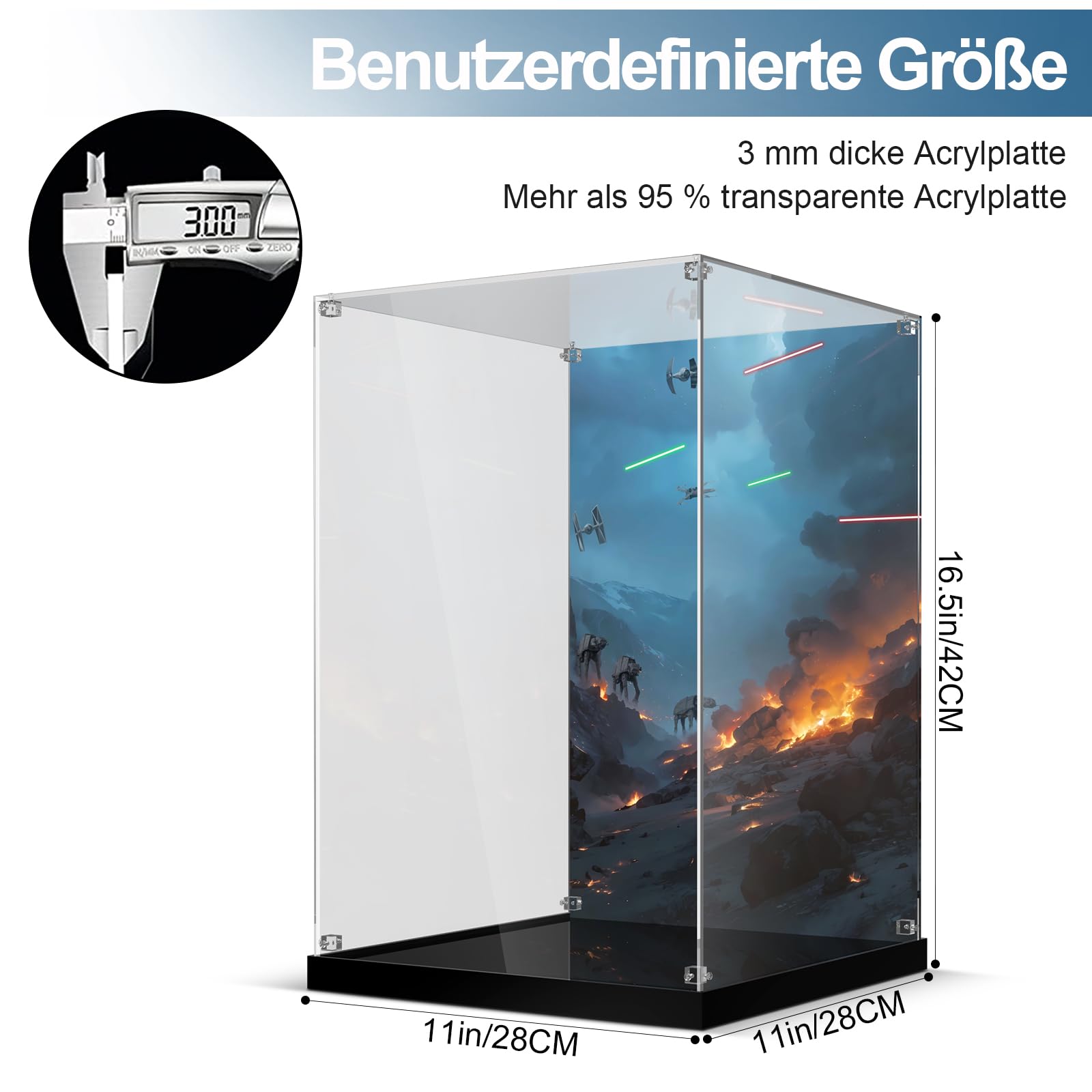 Acryl-Vitrine für Lego at-ST Walker 75417，Transparente Acryl-Vitrine mit klarem Hintergrund, staubdichte Vitrine Kompatibel mit Lego-Bauklötzen Modell (nur Box, Keine Modelle)