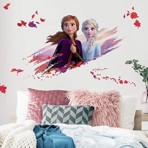 Miniatura 1 de RoomMates RMK4076GM Disney Frozen 2 Elsa y Anna - Calcomanías de pared gigantes para despegar y pegar, morado, naranja, rojo, 1.56 x 2.53 x 17.6 x