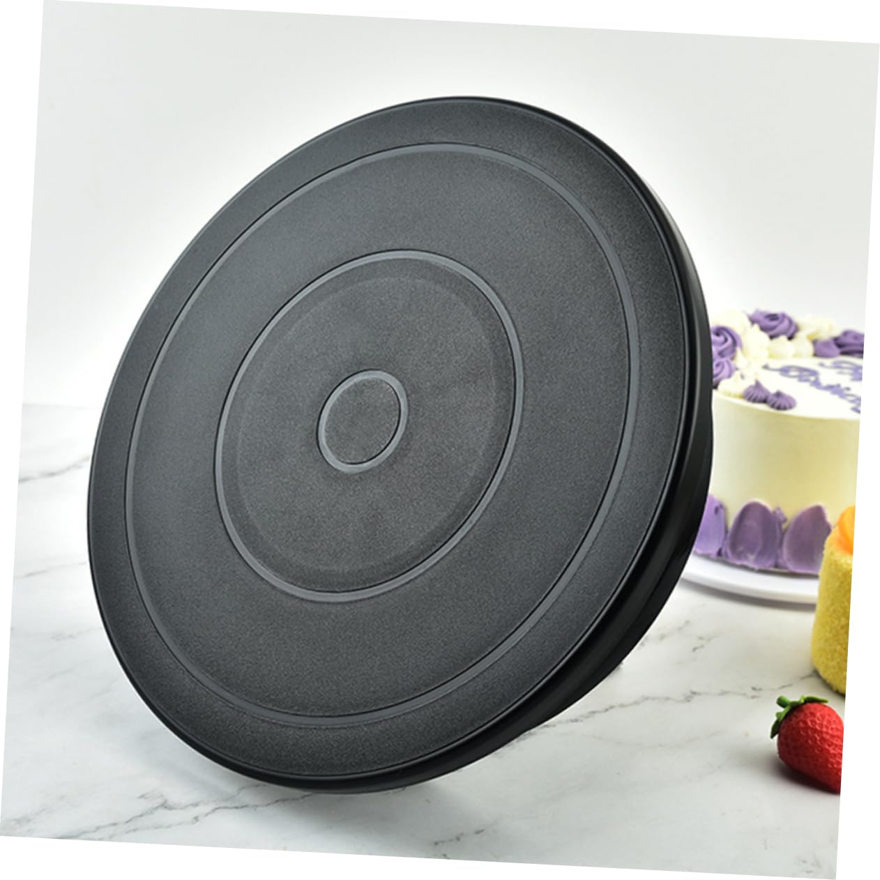PRETYZOOM Piatto Girevole per Torte Nero in Pp, per Decorazione e Supporto