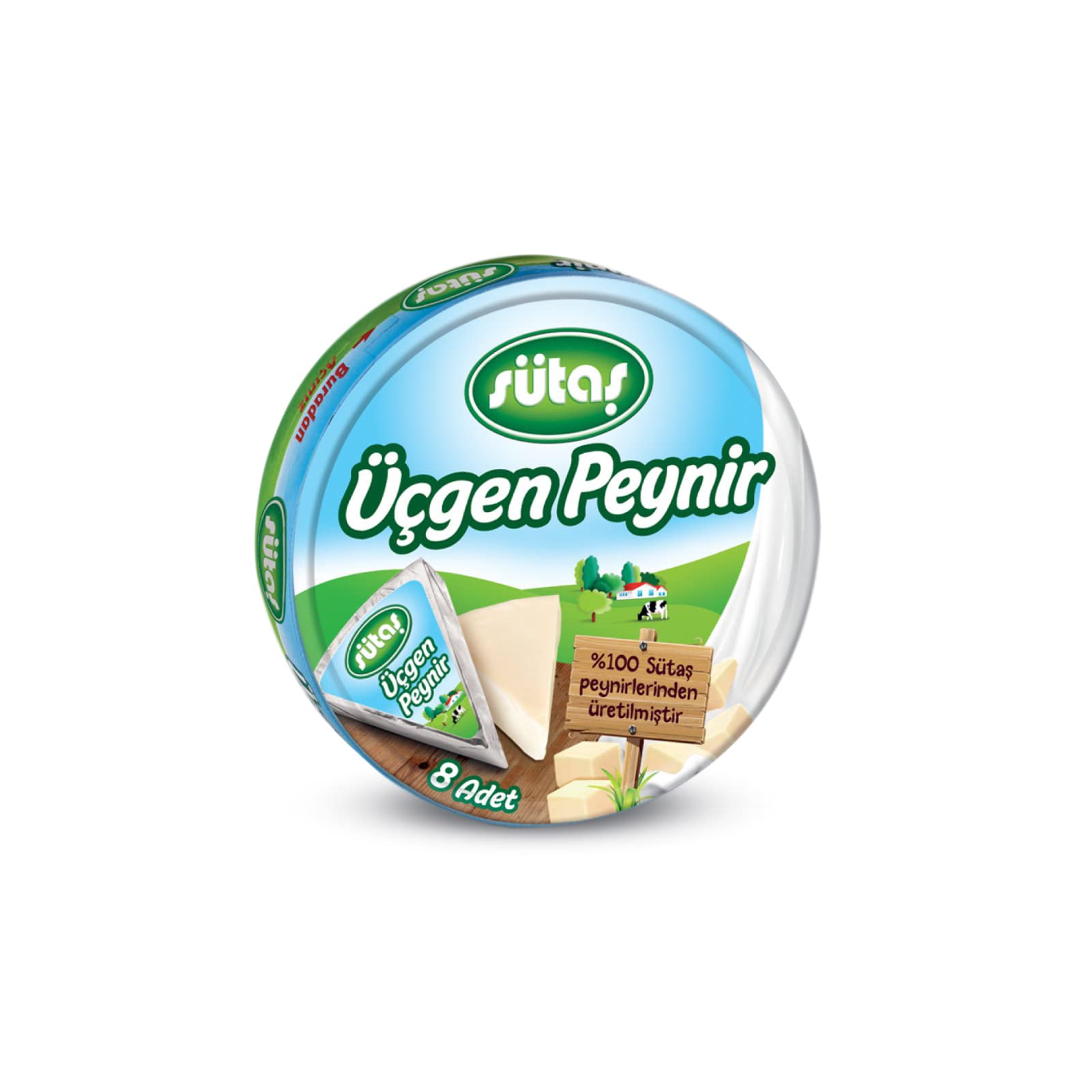 Sutas Triangle Cheese (Ucgen Peynir) | Made from 100% Termized Cow’s Milk | Indispensable for Breakfasts Sandwiches Snacks Especially Bagels | Suitable for Vegetarians | 8 * 15g (Pack of 8)