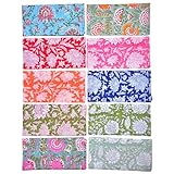 Juego de 10 servilletas de tela con estampado de bloques de mano, 16 x 16 pulgadas, para decoración de granja, Acción de Gracias, Navidad, Pascua, fiesta, boda, impresas, lavables, reutilizables, de