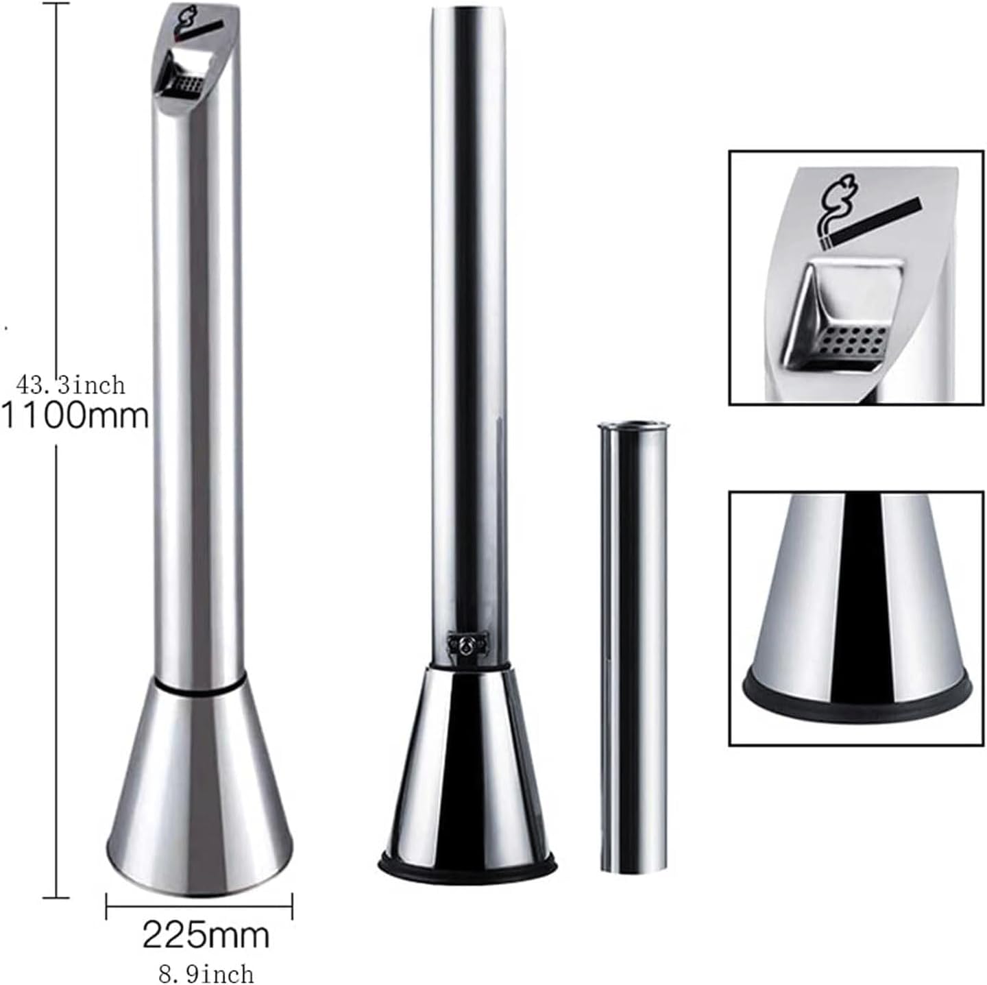 クリスタルガラス 置き型灰皿セット 木製トレイ付き