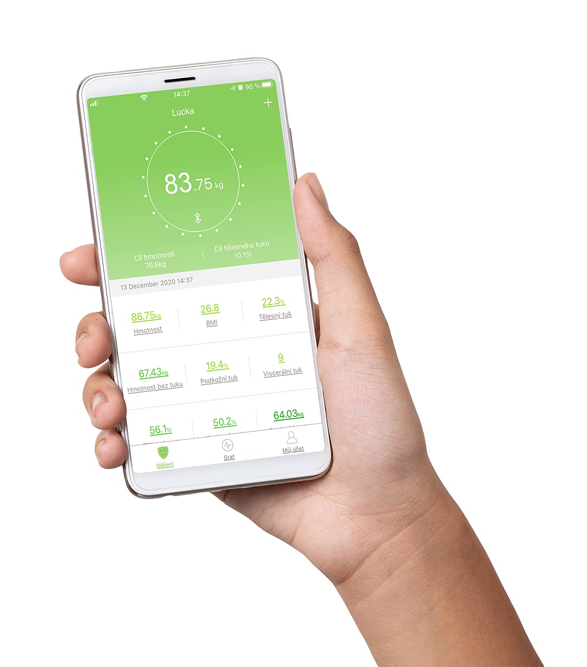 Concept VO4001 - Bilancia diagnostica in vetro, con app, per analisi del corpo, massa muscolare, indicatore LED Bluetooth, peso fino a 180 kg