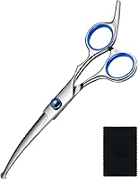 GORITZ Curved Dog Grooming Scissors Set - Safety Rounded Tip Stainless Steel Shears for Pet Face Paws Matted Fur Trimming Dogs Cats