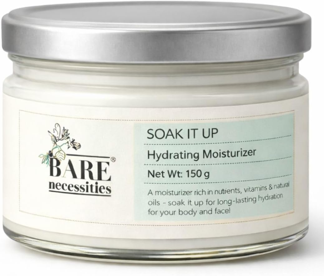 - Soak it Up Natural Moisturizer Cream For Face & Body, Body Lotion with Vitamin E & Jojoba Oil, For Oily, Dry & Combination Skin, Non-Comedogenic, Paraben-Free - 150g