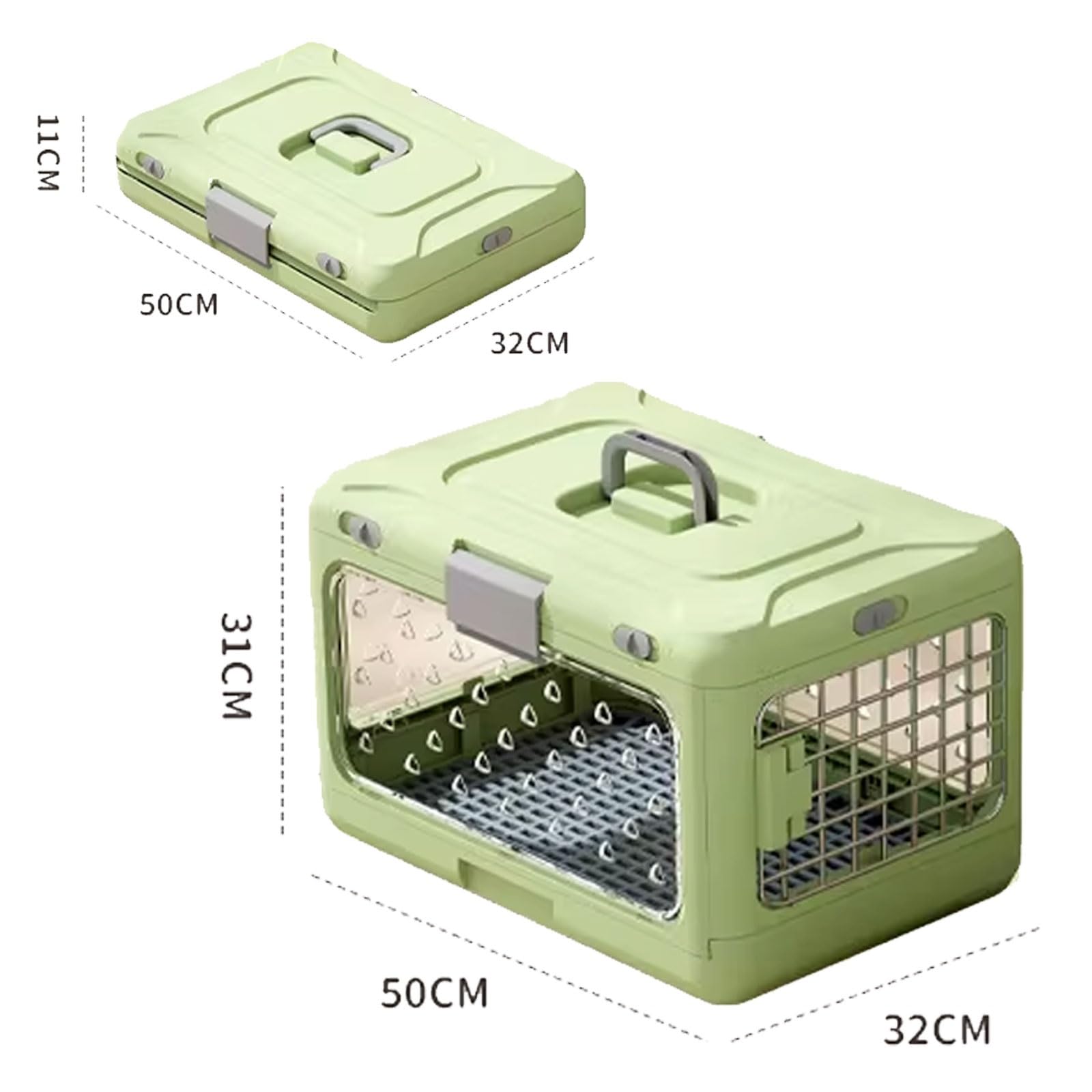 Gabbia per cani pieghevole, design trasparente pieghevole con cuscinetto impermeabile, facile da pulire, cuccia per interni, realizzata in materiale PP