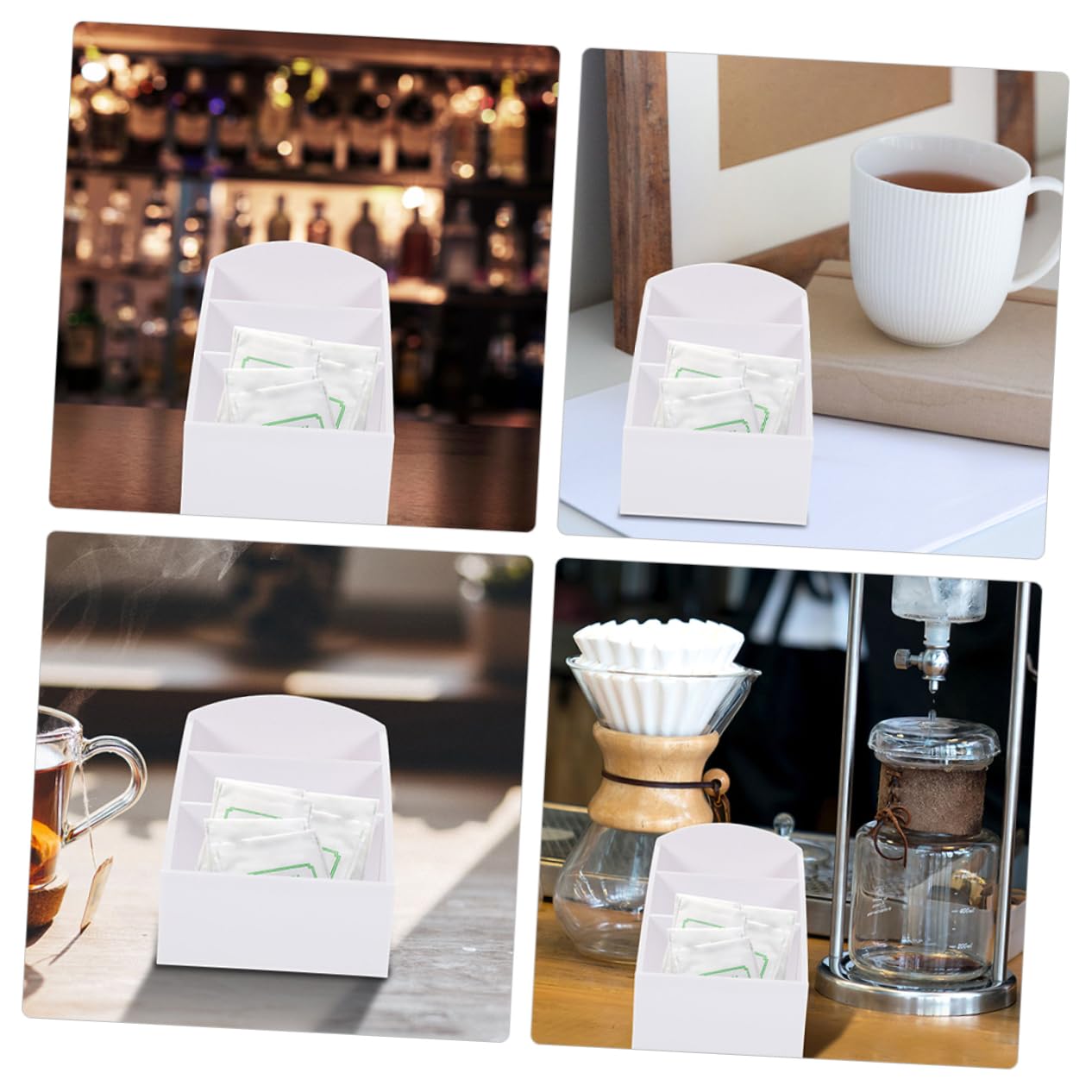 FELTECHELECTR Sugar Packet Holder Coffee Condiment Box Smooth Edges Tea Bag Instant Storage