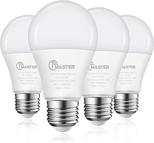 Bombilla LED A19, bombillas LED equivalentes a 100 W, bombillas cálidas de 3000 K, 1500 lúmenes, bombilla de base estándar E26, bombillas blancas