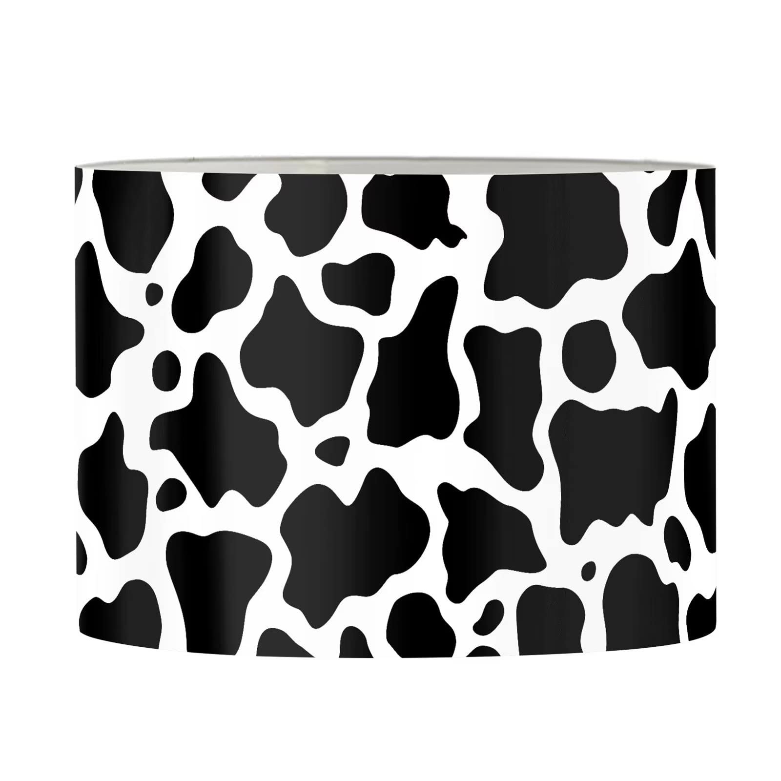 Xoenoiee Lamp Shade Drum Lampshade for Pendant Floor and Table Light, Plastic Ceiling Light Shade, European E27 Fitting, Cow Pattern, Large Size โ image 1