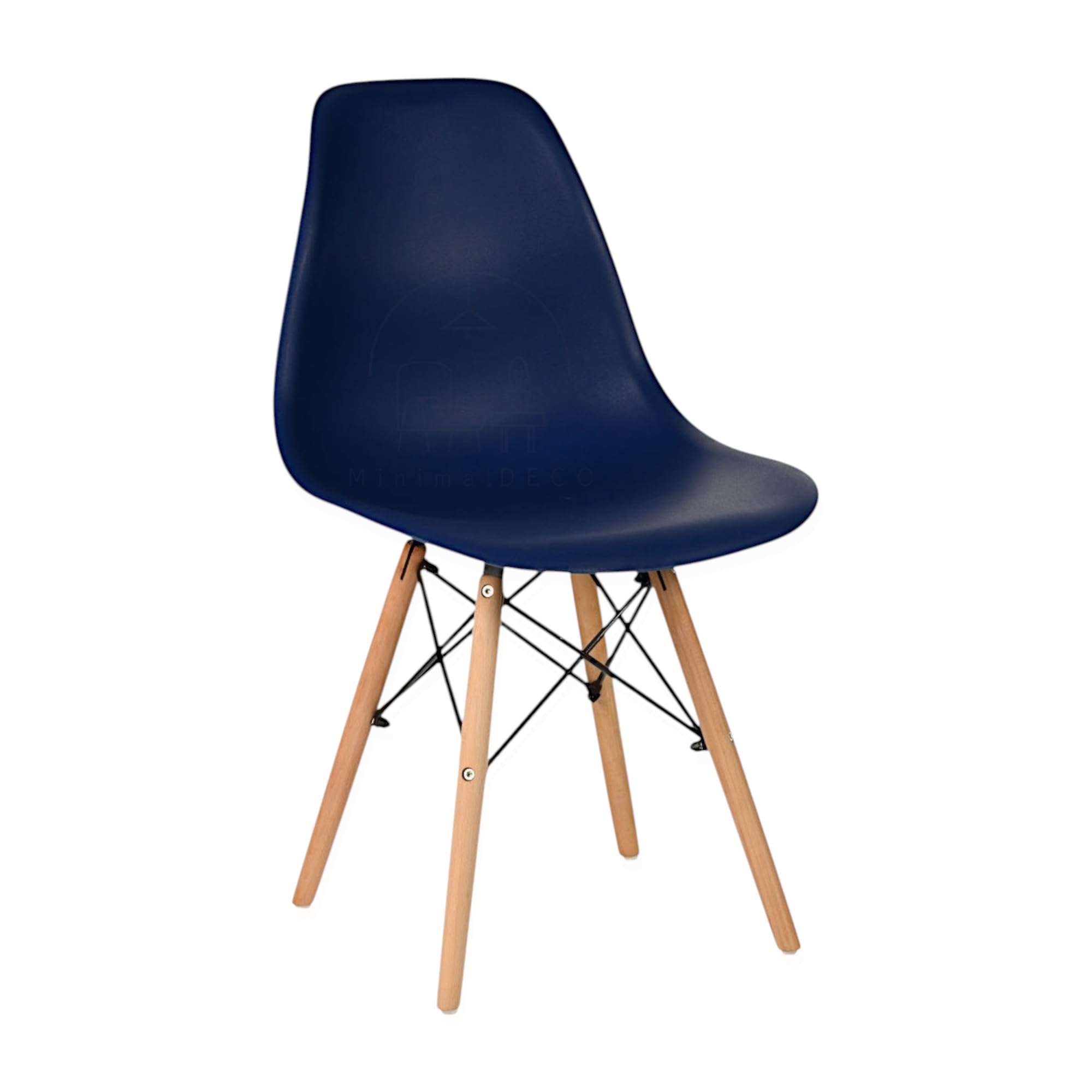 Pack 4 sillas de Comedor Modernas, Estilo nórdico, Asiento de plástico y Patas de Madera, sillas para Cocina y salón (Zafiro)