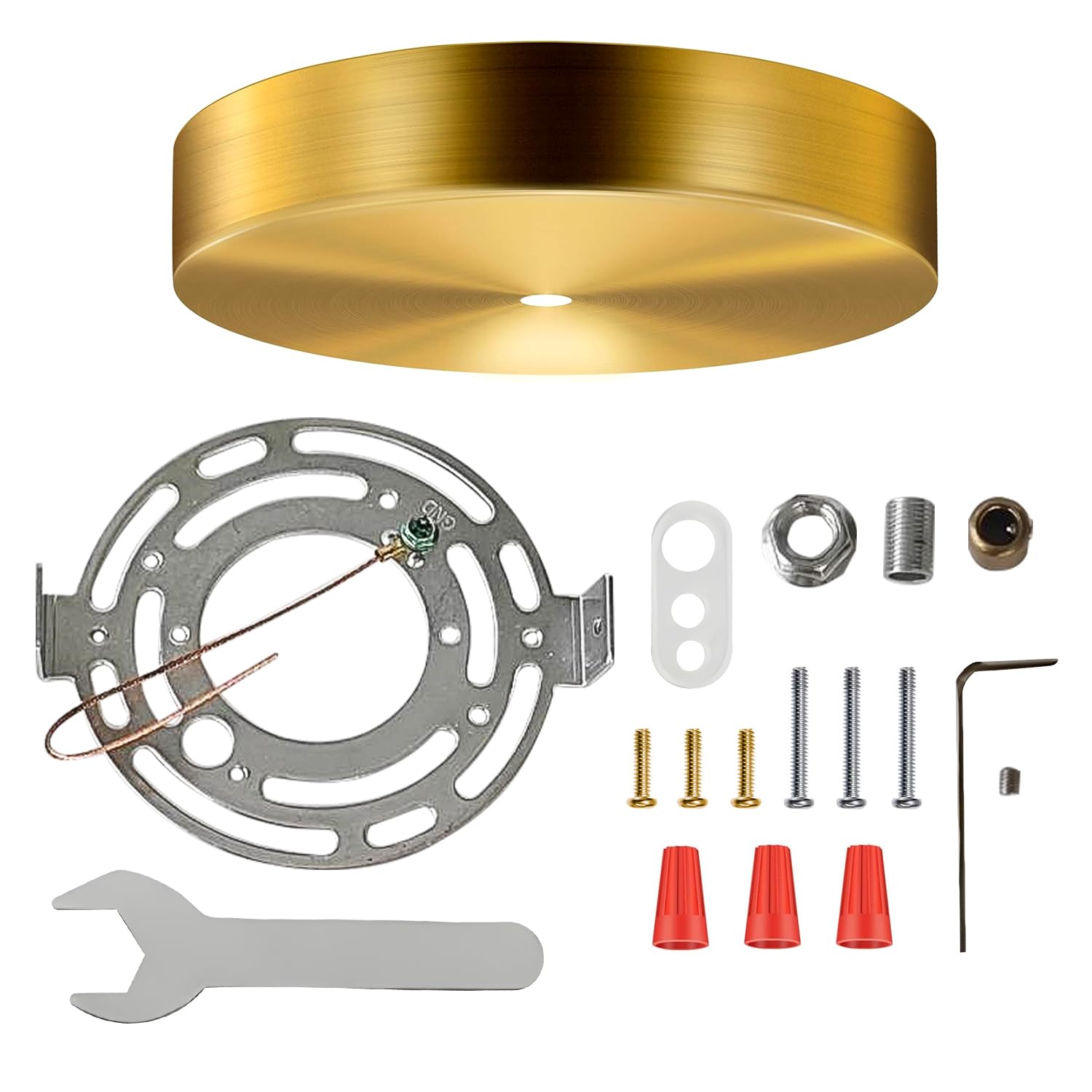 KCO Lighting 4.7 Inches Brass Ceiling Light Canopy Kit, Vintage Chandelier Plate Cover, Light Fixture Mounting Hardware for Hanging Lamp Fixture