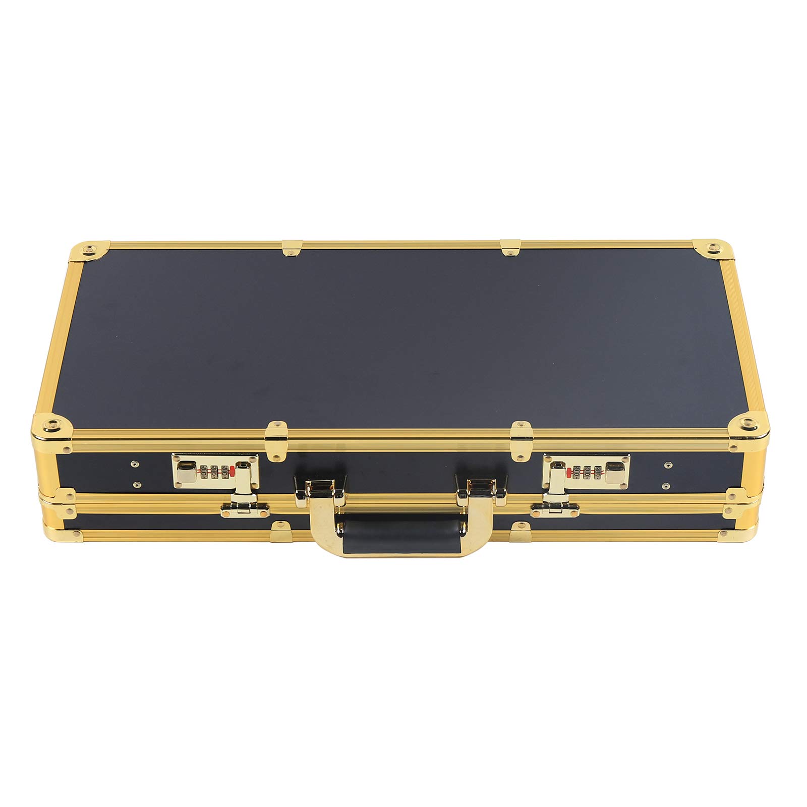 Barber Tool Travel Case Hairdresser Salon Clipper Trimmer Holder Organizer Box Tool Case with Lock, Hair Styling Cutting Kit for Clipper Shears Combs Cosmetics Salon Beauty Supplies Gold