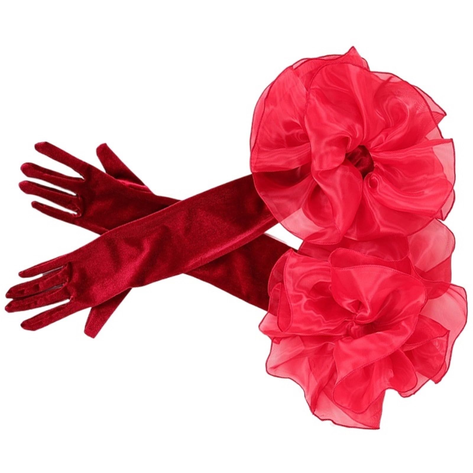 Guantes largos de terciopelo con volantes, color liso, manga mano for mujer, vestido novia, accesorio fotográfico, ropa, guante Para Cena Fiesta